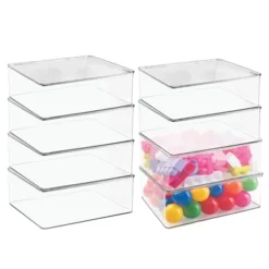 MDesign Plastic Stackable Toy Storage Bin Box With Lid, 8 Pack - Clear -Storage Basket Shop GUEST 28768ae8 8773 400d 975f 9d0401b586ee