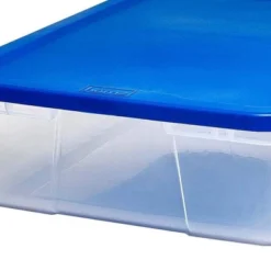 Homz 28 Quart Snaplock Clear Plastic Storage Tote Container Bin With Secure Lid And Handles For Home And Office Organization, Blue (2 Pack) -Storage Basket Shop GUEST 29c924a3 dea8 4a08 9c41 8dd59bb801a4