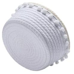 Hallops Cotton Rope Storage Basket Toy Basket, Decorative Blanket Basket Living Room Storage, White