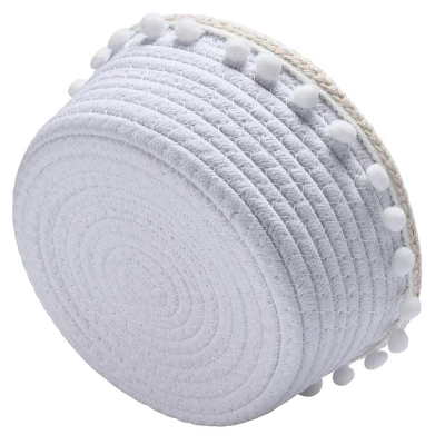 Hallops Cotton Rope Storage Basket Toy Basket, Decorative Blanket Basket Living Room Storage, White 3 Hallops Cotton Rope Storage Basket Toy Basket, Decorative Blanket Basket Living Room Storage, White