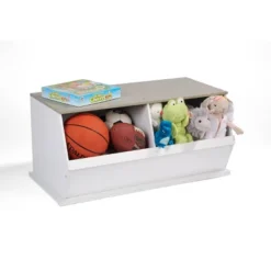 Badger Basket Two Bin Stackable Storage Cubby White/Gray Woodgrain -Storage Basket Shop GUEST 2dab8351 2ff5 4c49 b07d e8e296bda386