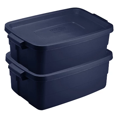 Rubbermaid Roughneck 3 Gallon Rugged Plastic Reusable Stackable Home Storage Totes With Lids, Dark Indigo Metallic (12 Pack) 6 Rubbermaid Roughneck 3 Gallon Rugged Plastic Reusable Stackable Home Storage Totes With Lids, Dark Indigo Metallic (12 Pack) - Image 4