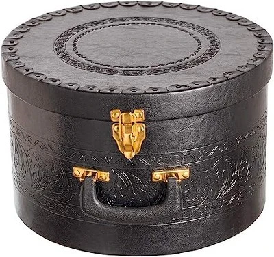 Creative Scents Round Hat Box Container With Gold Locking Lid And Sturdy Handle 9 Creative Scents Round Hat Box Container With Gold Locking Lid And Sturdy Handle - Image 7