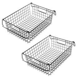 Set Of 2 Storage Bins - Basket Set For Toy, Kitchen, Closet, And Bathroom Storage - Large Shelf Organizers With Handles By Home-Complete (Black) -Storage Basket Shop GUEST 322223c6 e4fc 4fed 87fa 128f1b44bd93