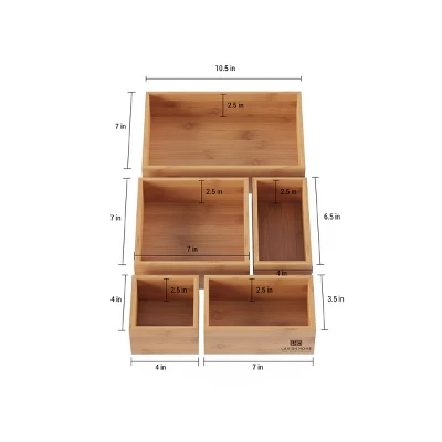 Drawer Organizer -5 Compartment Modular Natural Wood Bamboo Space Saver Tray Storage For Kitchen, Office, Bedroom And Bathroom By Hastings Home 3 Drawer Organizer -5 Compartment Modular Natural Wood Bamboo Space Saver Tray Storage For Kitchen, Office, Bedroom And Bathroom By Hastings Home