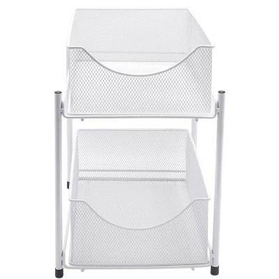 Sorbus 2 Tier Organizer Baskets With Mesh Sliding Drawers White 3 Sorbus 2 Tier Organizer Baskets With Mesh Sliding Drawers White
