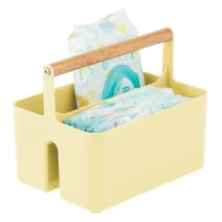 MDesign Plastic Portable Nursery Storage Caddy Tote With Wood Handle 12 MDesign Plastic Portable Nursery Storage Caddy Tote With Wood Handle -Storage Basket Shop GUEST 33691606 be46 4b82 af91 3d282d70416f