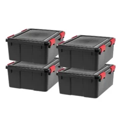 IRIS USA WeatherPro™ Bin Tote Organizing Container, Black/Red -Storage Basket Shop GUEST 33907c25 df87 4f7b 819f e6f0c9dc5161