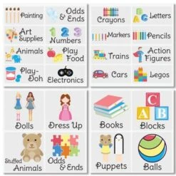 MDesign Plastic Adhesive, Wall Mount Toy Storage Tray + 24 Labels, 4 Pack, Clear -Storage Basket Shop GUEST 33ee6f86 e598 46f8 b5b9 e7eaf6f44211