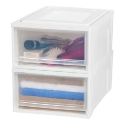 IRIS Medium Stacking Plastic Storage Drawer White -Storage Basket Shop GUEST 34d67d49 7e58 4d84 8069 c859e1715945