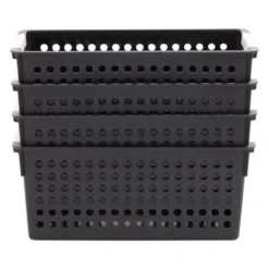 Farmlyn Creek 4 Pack Small Plastic Storage Baskets Bins With Handles For Bathroom, Laundry Room & Closet Organization, Black -Storage Basket Shop GUEST 374a5c41 bff5 4889 aaf0 fdaad1444007