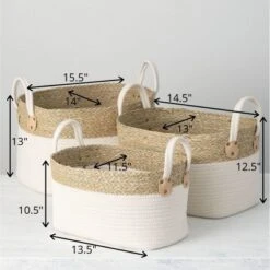 Sullivans Set Of 3 Basket 13"H, 12.5"H & 10.5"H White -Storage Basket Shop GUEST 385dacd5 1a94 487c b78e 65d96221ad65