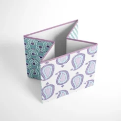 Bacati - Isabella Paisley Aqua/Lilac/Purple Fabric Storage Box/Tote Small -Storage Basket Shop GUEST 385f7347 b5b7 40df b261 7e835702a02f