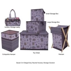 Bacati - Owls Gray/Beige Neutral Cotton Storage Box Small -Storage Basket Shop GUEST 38c1ae7f f4bb 46c7 9709 47fbd88cad9b