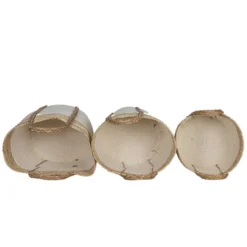 Set Of 3 Baskets White Seagrass & Cotton Rope By Foreside Home & Garden -Storage Basket Shop GUEST 38d6bde0 fc61 4de8 8a6e 3a3061a7e97f