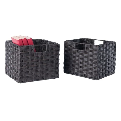 2pc Melanie Woven Fiber 2 Small Basket Set Chocolate - Winsome 5 2pc Melanie Woven Fiber 2 Small Basket Set Chocolate - Winsome - Image 3