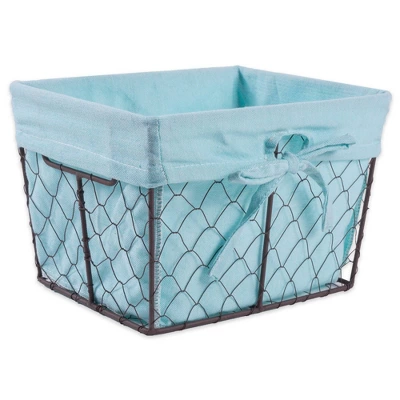Design Imports Set Of 5 Rustic Bronze Chicken Wire Liner Baskets Aqua 5 Design Imports Set Of 5 Rustic Bronze Chicken Wire Liner Baskets Aqua - Image 3