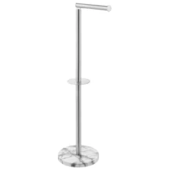 MDesign Toilet Paper Roll Holder Stand/Dispenser - Brushed Stainless - Bronze -Storage Basket Shop GUEST 3a180fbc db44 4ade bdbc bc28be2a7b85