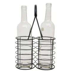 Black Metal Wine Bottle Caddy - Foreside Home & Garden -Storage Basket Shop GUEST 3a20e43f 2a21 46d4 baa7 3e8c00e686b5