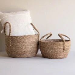 Set Of 2 Natural Woven Natural Seagrass Basket - Foreside Home & Garden -Storage Basket Shop GUEST 3a65cde7 c8f4 404a aa92 c5e8644f031d