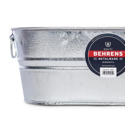 Camco Behrens 5.5 Gallon Round Galvanized Weatherproof Steel Tub With Wire Handle And Offset Bottom For Indoor Home And Outdoor Garden Use, Silver 4 Camco Behrens 5.5 Gallon Round Galvanized Weatherproof Steel Tub With Wire Handle And Offset Bottom For Indoor Home And Outdoor Garden Use, Silver - Image 2