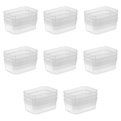 Sterilite Medium Storage Tray Containers With Sturdy Banded Rim And Textured Bottom For Desktop And Drawer Household Organization, Clear, 24 Pack 4 Sterilite Medium Storage Tray Containers With Sturdy Banded Rim And Textured Bottom For Desktop And Drawer Household Organization, Clear, 24 Pack - Image 2