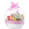 Wickerwise White Round Willow Gift Basket, With Gingham Liner And Handles -Storage Basket Shop GUEST 3ceb8c20 a11c 4151 9519 a80105d8e549