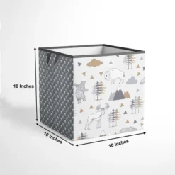 Bacati - Woodlands Gray/Beige Neutral Cotton Storage Box Small -Storage Basket Shop GUEST 3d5e5bb2 087e 44a2 86e8 50e00bff1d8d