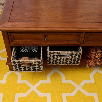 Villacera Rectangle Hand Weaved Wicker Baskets Made Of Water Hyacinth | Nesting Black And Natural Seagrass Bins | Set Of 2 6 Villacera Rectangle Hand Weaved Wicker Baskets Made Of Water Hyacinth | Nesting Black And Natural Seagrass Bins | Set Of 2 - Image 4