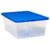 Homz Snaplock 12-Quart Plastic Multipurpose Stackable Storage Container Bins With Blue Snaplock Lid For Home And Office Organization, Clear (4 Pack) -Storage Basket Shop GUEST 43aa4b57 c77c 4017 88ff 870918f0db16
