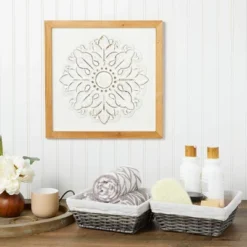 Farmlyn Creek 3-Pack Square Wicker Storage Baskets With Liners With Cloth Lining For Organizing Pantry Shelves, Bathroom, Laundry Room, Closet, 9x4 In -Storage Basket Shop GUEST 442202cb 68f3 4756 ade3 8465da927a52