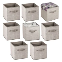 MDesign Fabric Closet Organizer Cube Bin - Textured Print, Small -Storage Basket Shop GUEST 4535b34c 3f43 4abd 956d 26754fdab6ce