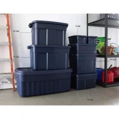 Rubbermaid Roughneck Home/Office 18 Gallon Rugged Latching Plastic Storage Tote With Lid, Dark Indigo Metallic (12 Pack) -Storage Basket Shop GUEST 456e446c 11e5 4604 a9fc 70e7821c66e0