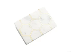 Classic Touch White Marble Decorative Box W/ Gold Hexagon Design On Cover -Storage Basket Shop GUEST 46023ea9 ab7c 47db be12 cd8f059390f0