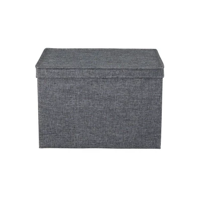 Household Essentials Set Of 2 Wide Storage Boxes With Lids Graphite Linen 7 Household Essentials Set Of 2 Wide Storage Boxes With Lids Graphite Linen - Image 5