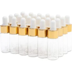 Juvale 24-Pack Clear Glass Tincture Bottles With Dropper, Mini Eye Dropper Bottles For Essential Oils, Travel Aromatherapy Perfume, Gold, 10ml -Storage Basket Shop GUEST 4629ebd9 fa72 41fd 9782 31efed78a415