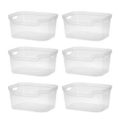 Sterilite 7 X 11 X 14.25 Inch Polished Open Scoop Front Storage Bin With Comfortable Carry Through Handles For Household Organization, Clear -Storage Basket Shop GUEST 474c25f3 45c3 4e93 bd85 e590e4a7878b