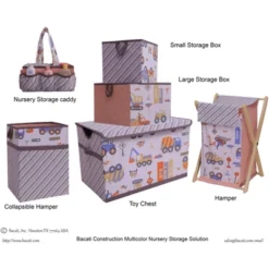 Bacati - Construction Multicolor Boys Cotton Storage Box Large -Storage Basket Shop GUEST 47d31672 ea49 4c0a aaff a24e509e5870