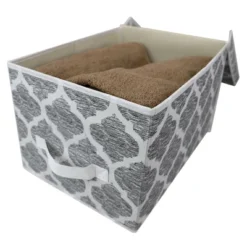 Home Basics Arabesque Large Non-Woven Storage Box With Label Window, Grey 10 Home Basics Arabesque Large Non-Woven Storage Box With Label Window, Grey -Storage Basket Shop GUEST 48d288d5 a685 453b b22c 441897b6db5f