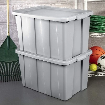 Sterilite Tuff1 30 Gallon Plastic Storage Tote Container Bin W/ Lid (4 Pack) 5 Sterilite Tuff1 30 Gallon Plastic Storage Tote Container Bin W/ Lid (4 Pack) - Image 3
