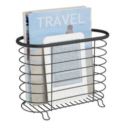 MDesign Metal Farmhouse Standing Bathroom Rack Magazine Holder -Storage Basket Shop GUEST 493c9c03 4c9a 41a0 91e6 abe55cf9949f