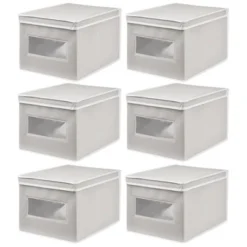 MDesign Stackable Fabric Closet Storage Organizer Box, 6 Pack -Storage Basket Shop GUEST 49a861a2 708f 4803 b96d cf951e4d704a