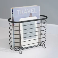 MDesign Metal Farmhouse Standing Bathroom Rack Magazine Holder