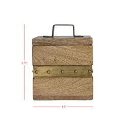 Trinket Box With Lid Wood & Brass Metal Handle By Foreside Home & Garden -Storage Basket Shop GUEST 50f1c7f5 d222 4d83 9bdd 1cb53980558b