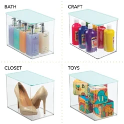 MDesign Plastic Stackable Closet Storage Bin Box With Lid -Storage Basket Shop GUEST 513e90ce c146 4fc9 8a43 2fbcc70df008