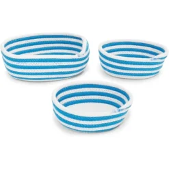 Farmlyn Creek 3 Pack Round Woven Storage Baskets, Blue And White Stripes (3 Sizes) -Storage Basket Shop GUEST 52f55059 e48b 4308 91a1 06a46d907e86