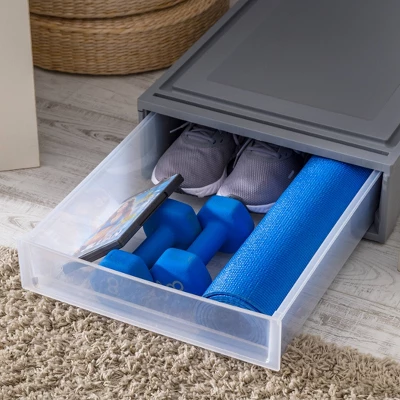 IRIS 27.5qt Underbed Plastic Storage Container With Sliding Organizer Drawers Gray/Clear 5 IRIS 27.5qt Underbed Plastic Storage Container With Sliding Organizer Drawers Gray/Clear - Image 3