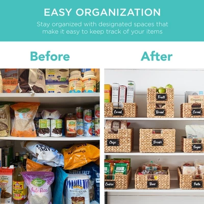 Best Choice Products Set Of 2 16in Woven Water Hyacinth Pantry Baskets W/ Chalkboard Label, Chalk Marker 4 Best Choice Products Set Of 2 16in Woven Water Hyacinth Pantry Baskets W/ Chalkboard Label, Chalk Marker - Image 2