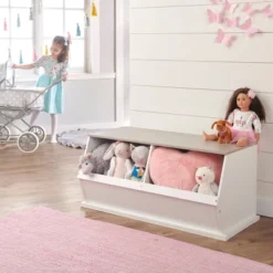 Badger Basket Two Bin Stackable Storage Cubby White/Gray Woodgrain -Storage Basket Shop GUEST 548f14aa 6559 4032 95e6 4a940a03a507