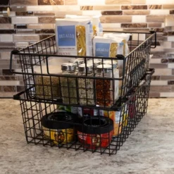 Set Of 2 Storage Bins - Basket Set For Toy, Kitchen, Closet, And Bathroom Storage - Large Shelf Organizers With Handles By Home-Complete (Black) -Storage Basket Shop GUEST 5584cb4b f376 4a57 8702 105351042291